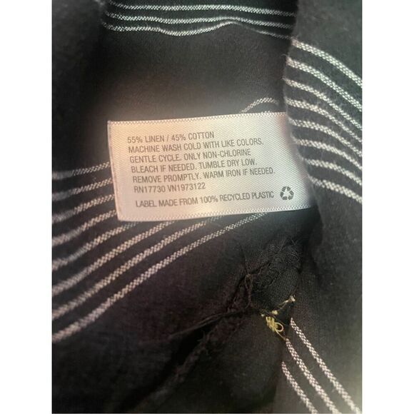 A New Day Black And Gray Striped Sleeveless V-Neck Linen/Cotton Blend Top Size M - Picture 7 of 12